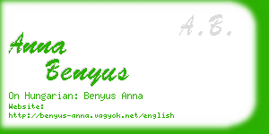 anna benyus business card